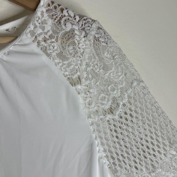 Cache Top Womens Medium Lace Mesh Sheer Long Sleeve Romantic Blouse Elegant - Picture 6 of 12